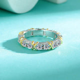 Awesome 3mm D Colour Moissanite Eternity Wedding Engagement Rings 18k White Gold Plated 925 Silver Rings For Women