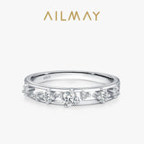 New Design Sterling Silver Double Layer Line Round AAAA Lab Created Diamond Ring