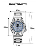 Monster Men's Diver Sapphire Crystal 20 Bar Waterproof Snowflake Blue Dial Watches