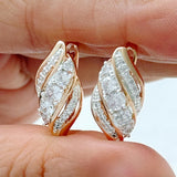 14 Karat Rolled Gold Luxury Full Shiny AAA Zircon Diamonds Dangle Earrings