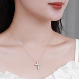 Lovely Full Moissanite Diamonds 18K Gold Plated Cross Pendant Necklace - Silver Chain Fine Necklace Jewellery - The Jewellery Supermarket