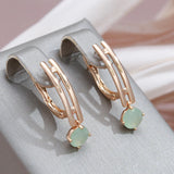 14 Karat Rolled Gold Water Drop Emerald Green AAA Zircon Crystals Dangle Earrings