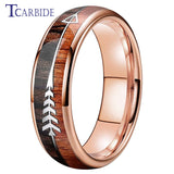 Double Wood And Steel Arrow Inlay 6/8MM Mens Womens Tungsten Carbide Rings
