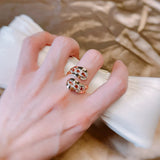 Super Trendy Fashion Geometry Filled 14K Rose Gold AAA Zircon Dimonds Ring for Women - Fine Bride Jewellery