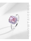 High Quality Sterling Silver Romantic Pink AAAA Lab Created Diamond Enamel Ring