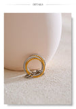 18K Gold Plated Distinctive Stainless Steel Metal Four Finger Stacking Trendy Unusual Ring