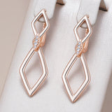 14 Karat Gold Filled Glossy Rhombus Design AAA Zircon Diamonds Dangle Earrings
