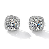 Amazing 0.5/1/2CT D Colour Moissanite - S925 Silver Classic Square Wrap Ear Stud Earrings For Women Fine Jewellery - The Jewellery Supermarket