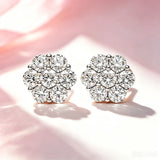 Fabulous D Colour VVS1 1.4 Carat Flower Moissanite Diamonds Unisex Silver Stud Earrings