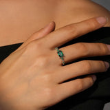 Elegant AAAA Lab Created Diamonds Silver Vintage AAA Green Square Zircon Rings