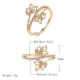 14K Rolled Gold Elegant Flower Double AAA Zircon Diamonds Women's Fashion Rings