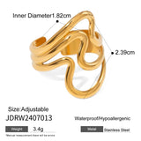 18K Plated Stainless Steel Minimalist Irregular Curve Geometric Curved Ring