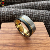 Offset Grooved Brushed Finish 6/8MM Men Women Tungsten Carbide Wedding Rings