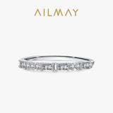 Dazzling Princess Cut AAAA Lab Created Diamond Silver Simplicity Stackable Rings