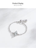 Water Drop Shape AAAA Lab Created Diamond Silver Link Chain Adjustable Rings