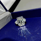 Amazing 12CT Emerald Cut High Quality AAAAA High Carbon Diamond Gemstone Wedding Engagement Ring Fine Jewellery - The Jewellery Supermarket