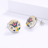 High Quality Grass Shape 925 Handmade Enamel Irregular Geometric Earrings
