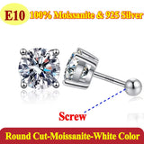 Luxury 0.5-3 Carats Cushion Marquise Oval Moissanite Diamonds Silver Stud Earrings