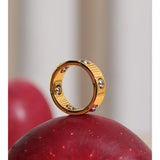 18k Gold Plated New Fashion Stainless Steel Beads Scrollable Elegant Ring
