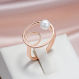14K Rolled Gold Pearl Round Luxury Ethnic Daily Fine Rings For Women - Fine Jewellery