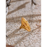 18K Gold Plated High Quality Smooth Stainless Steel Rose Flower Attractive Cast Ring