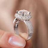 Flower Halo D Colour VVS1 3CT Moissanite Diamonds Ring 925 Silver Wedding Engagement Fine Jewellery GRA Certified
