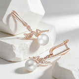14 Karat Rolled Gold Luxury Angel Pearl Drop Fashion Wedding Jewelry Earrings for Women
