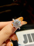Sparkling VVS1 D Colour 1 Carat Moissanite Diamond Sun Flower Design Luxury Ring