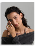 18K Gold Plated Stainless Steel Red Agate Stone Shell Geometric Chic Trendy Ring