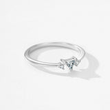 Minimalist Geometric Triangle Sterling Silver AAAA Lab Created Diamonds Ring