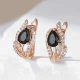 14 Karat Gold Filled Vintage Black AAA Zircon Crystals Dangle Luxury Earrings For Women