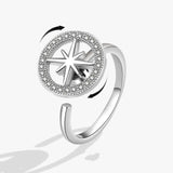 New Anti Anxiety North Star Crystal Adjustable Fidget Spinner Rings For Women - Ideal Fashion Party Daily Use Gifts