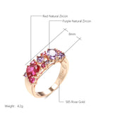 14 Karat Filled Gold New Vintage Purple AAA Zircon Crystals Ethnic Rings Elegant Jewellery