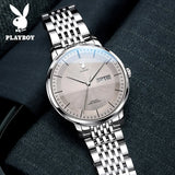 PLAYBOY Casual Simple Automatic Mechanical Men's Watches Original Waterproof Calendar High Quality Watch for Men