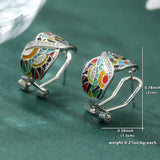 Vintage Chic Design Multicolour Handmade Enamel Hoop Delicate Earrings