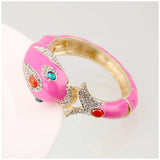 New Unique Design 6 Colours Gold Plated with Full AAA Rhinestones Dolphin Animal Enamel Statement Bracelet Bangle - The Jewellery Supermarket