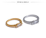 18K Gold Stainless Steel Shiny AAA Cubic Zirconia Casting Ring for Women Fine Jewellery