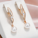 14K Rolled Gold Pearl Vintage AAA Zircon Diamonds Micro Wax Setting Earrings For Women
