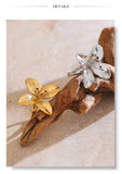 18K Gold Plated Popular Smooth Stainless Steel Flower Adjustable Charm Fashion Ring