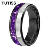 Dome Double Groove Inlaid With Mother Of Pearl Shell  6/8mm Tungsten Ring