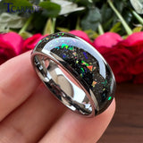 Galaxy Series Opal Inlay Domed Polished 8mm Men Women Tungsten Carbide Rings