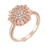 Fashion 14K Rolled Rose Gold Creative Crystal Flower AAA Zircon Diamonds Rings for Women Vintage Wedding Jewellery