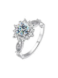Brilliant 1 Carat VVS1 D Colour Moissanite Diamond Flower Ring for Women