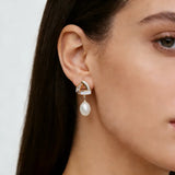 Amazing Real white, pink, purple Pearl AAA Zircon Diamonds Silver Earrings