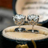 Classic Moissanite Diamonds Flower Stud Earrings 925 Silver with Six-Prong Setting