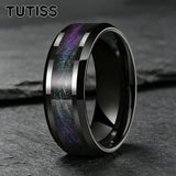 Various Flowing Sand/Green Grass Agate Inlay 8mm Tungsten Carbide Rings