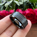 New Grooved Faceted Beveled Tungsten Hammer Ring Wedding Engagement Daily Use Popular Jewellery For Men Women