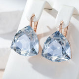 14 Karat Filled Gold Elegant Luxury Big Light Grey AAA Zircon Crystals Earrings
