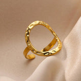 New In Irregular Hollow Opening Rings For Women and Girls - Stainless Steel 14K Gold Colour Geometric Fashion Gifts - The Jewellery Supermarket