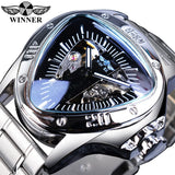 Fashion Top Brand Triangle Men's Automatic Mechanical Hollow Luxury Golden Full Stainless Steel Men's Wrist Watches